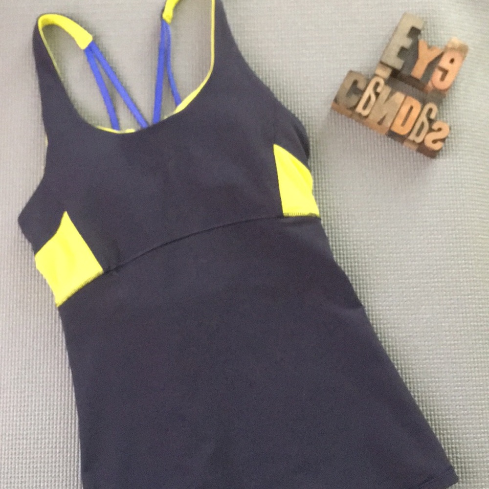 ATHLETA Workout Tank in Black/Chartreuse/Blue - Picture 8 of 8